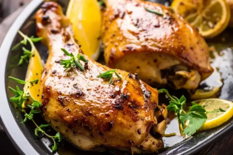 Poulet rôti au citron et thym
